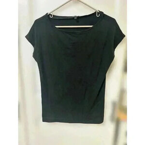 Talbots Black Short Sleeve Crew Neck Shirt Womens 100% Cotton Casual Size Medium